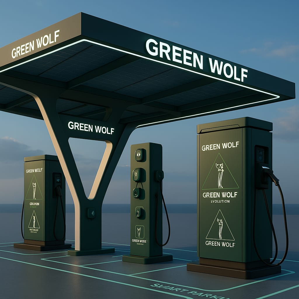 Cargador DC instalado en plaza pública